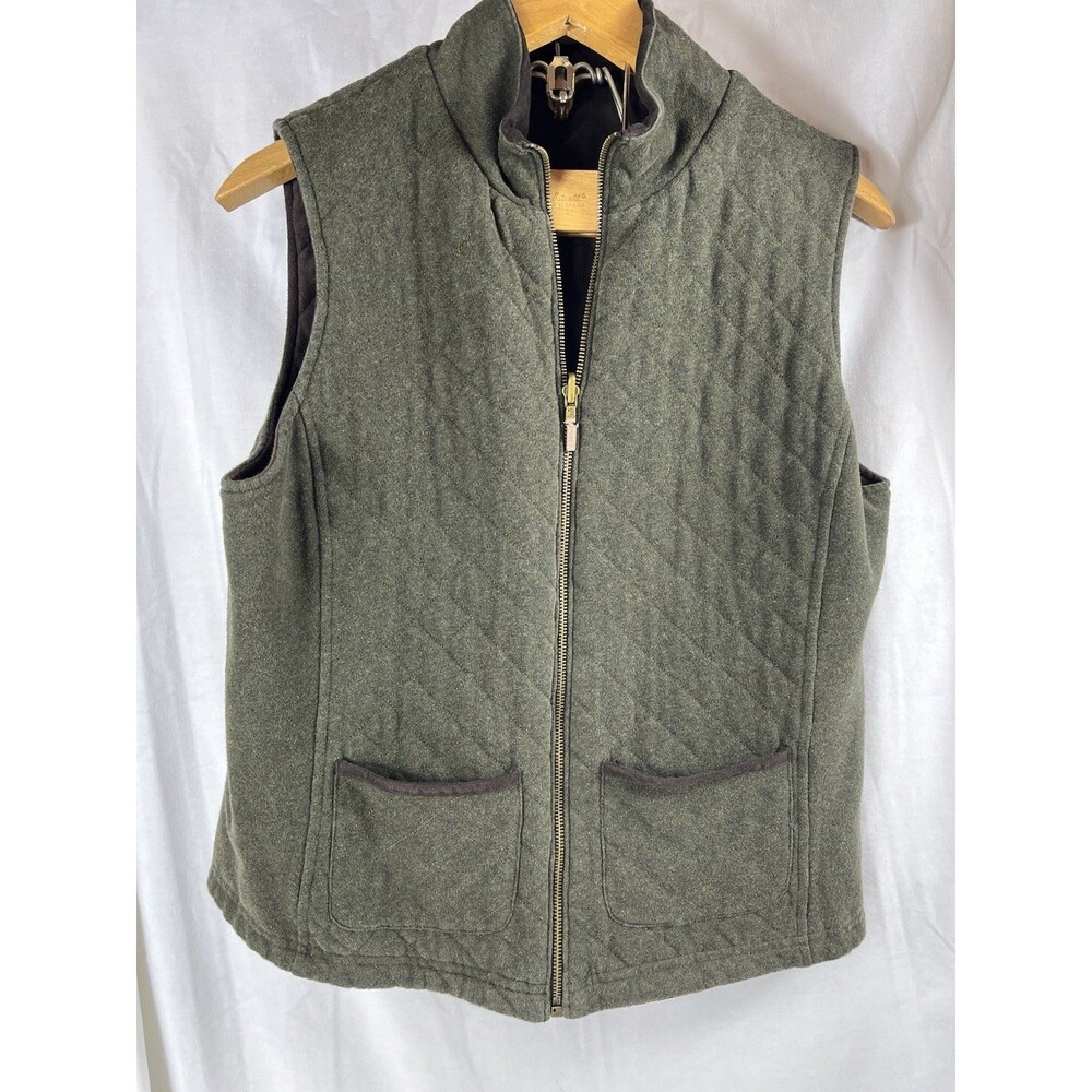 VTG Lauren Ralph Lauren Reversible Quilted Vest Womens L Olive Green Brown Zip